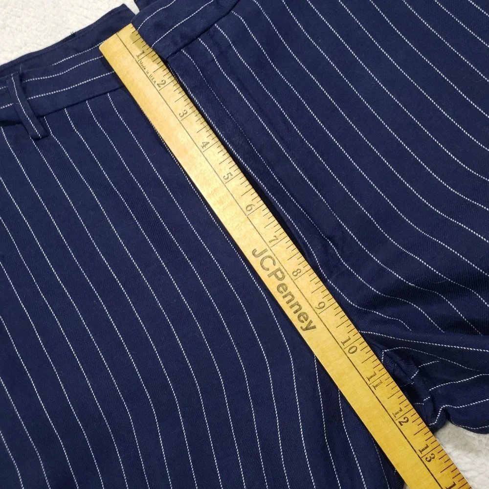 Polo Ralph Lauren Linen Trousers Men 36x30 Navy Blue Blend Pinstripe Dress Pants